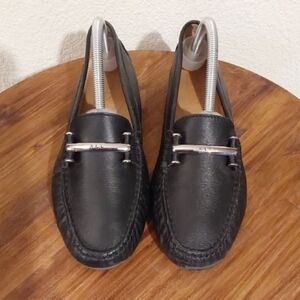 Lauren Ralph Lauren| Womens Black Leather Driving Loafers Slip On Neutral Sz.9.5